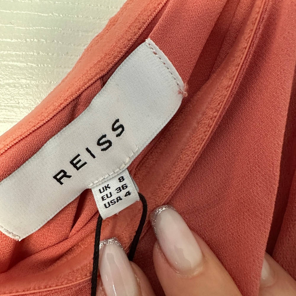 NWT Reiss One Shoulder Maxi Dress in Coral - Picture 6 of 6
